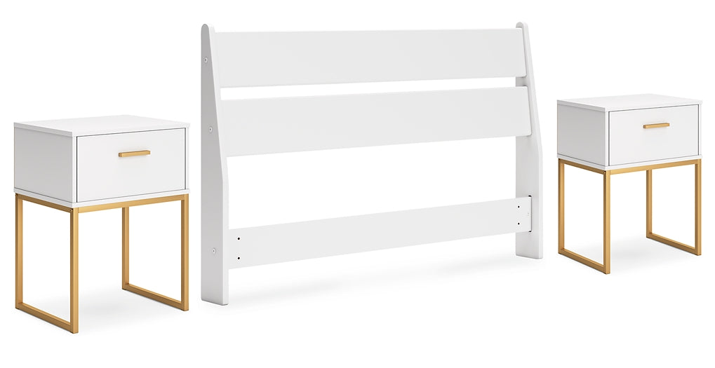 Socalle Queen Panel Headboard with 2 Nightstands