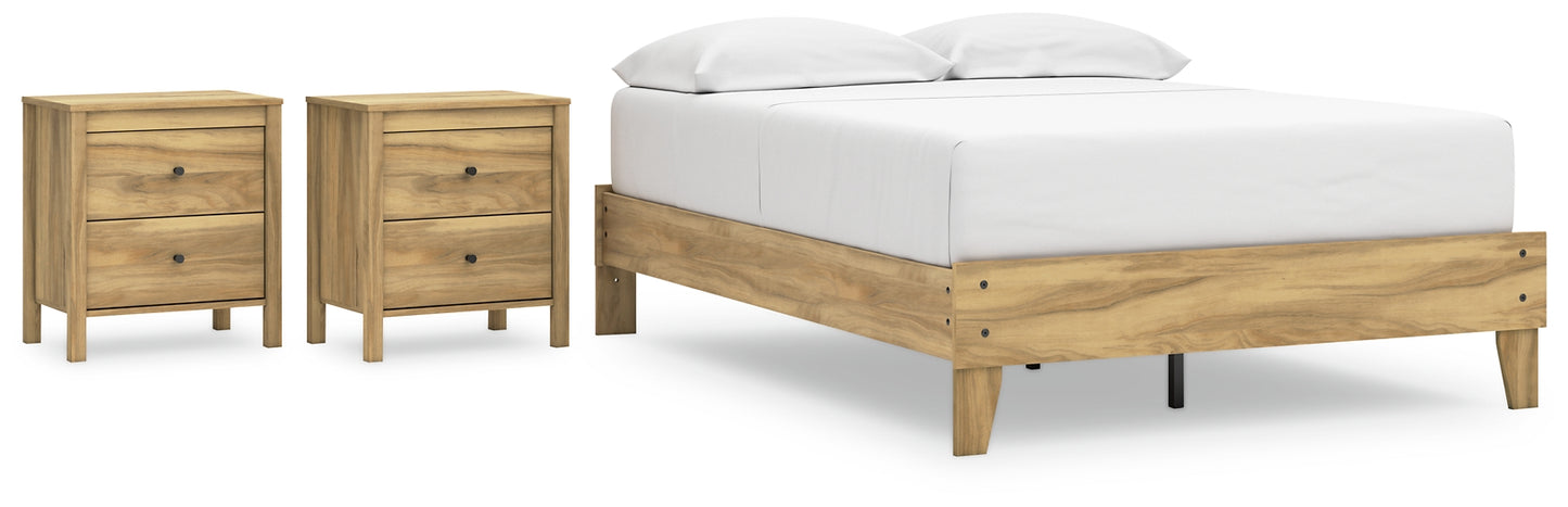 Bermacy Full Platform Bed with 2 Nightstands