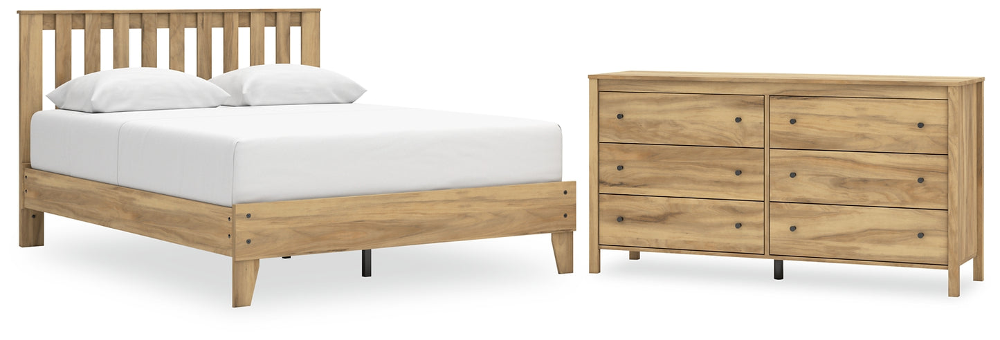 Bermacy Queen Platform Panel Bed with Dresser