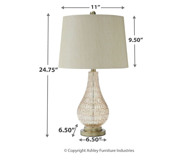 Latoya Glass Table Lamp (1/CN) Milwaukee Furniture of Chicago - Furniture Store in Chicago Serving Humbolt Park, Roscoe Village, Avondale, & Homan Square