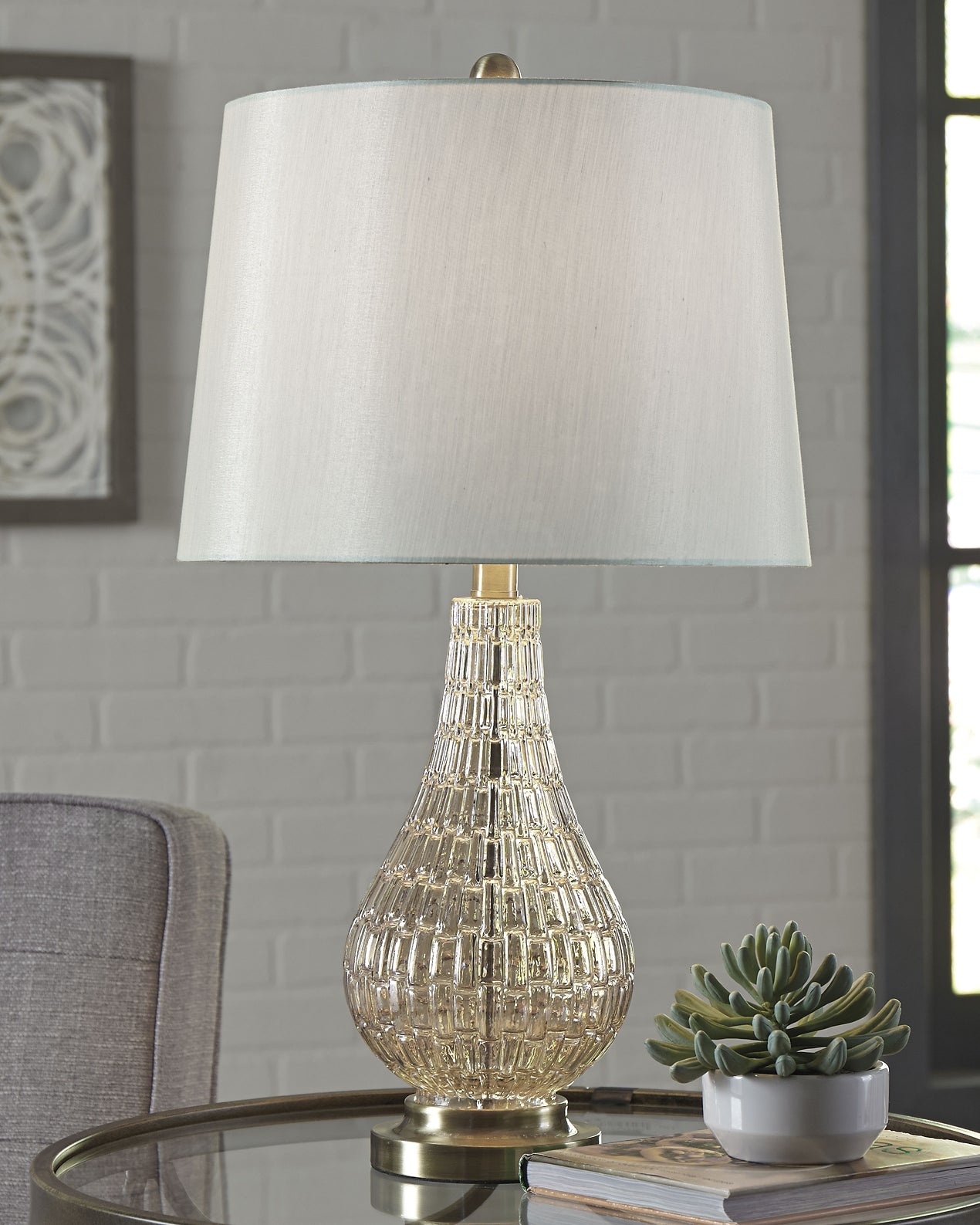 Latoya Glass Table Lamp (1/CN) Milwaukee Furniture of Chicago - Furniture Store in Chicago Serving Humbolt Park, Roscoe Village, Avondale, & Homan Square