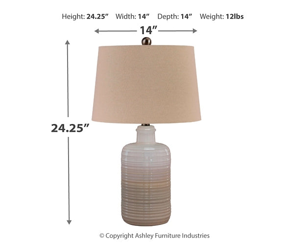 Marnina Ceramic Table Lamp (2/CN) Milwaukee Furniture of Chicago - Furniture Store in Chicago Serving Humbolt Park, Roscoe Village, Avondale, & Homan Square