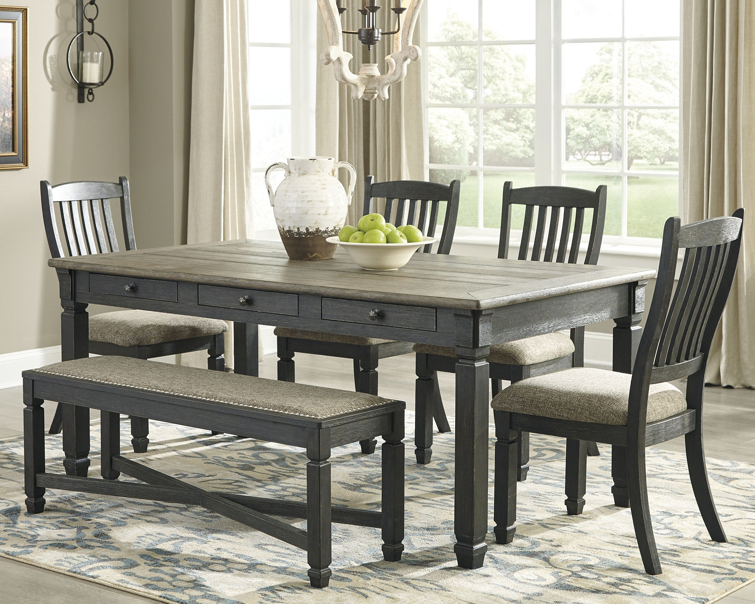 Tyler Creek Dining Table and 4 Chairs and Bench Milwaukee Furniture of Chicago - Furniture Store in Chicago Serving Humbolt Park, Roscoe Village, Avondale, & Homan Square