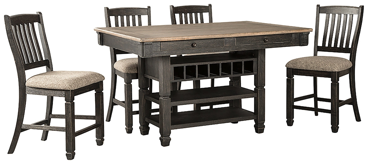 Tyler Creek Counter Height Dining Table and 4 Barstools Milwaukee Furniture of Chicago - Furniture Store in Chicago Serving Humbolt Park, Roscoe Village, Avondale, & Homan Square