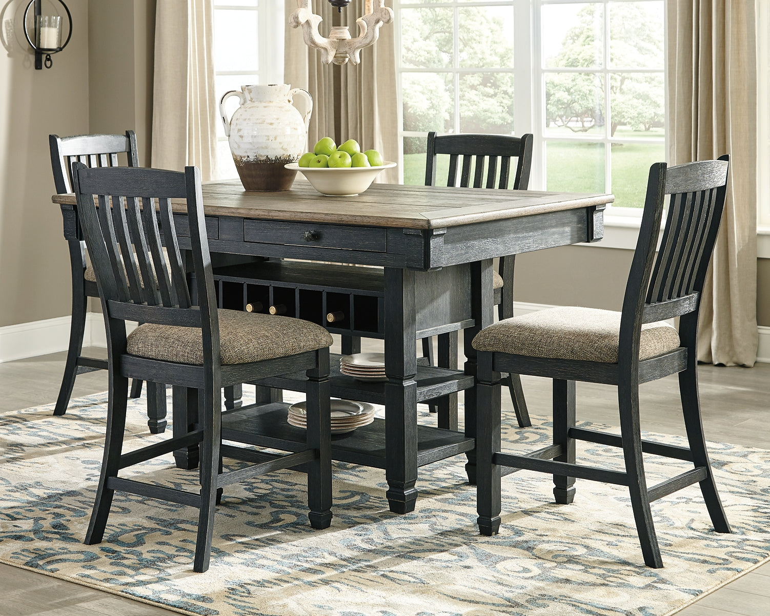 Tyler Creek Counter Height Dining Table and 4 Barstools Milwaukee Furniture of Chicago - Furniture Store in Chicago Serving Humbolt Park, Roscoe Village, Avondale, & Homan Square