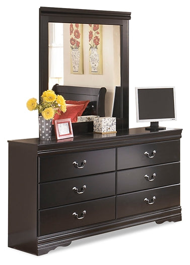 Huey Vineyard Twin Sleigh Bed with Mirrored Dresser and 2 Nightstands Milwaukee Furniture of Chicago - Furniture Store in Chicago Serving Humbolt Park, Roscoe Village, Avondale, & Homan Square