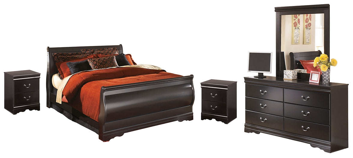 Huey Vineyard Twin Sleigh Bed with Mirrored Dresser and 2 Nightstands Milwaukee Furniture of Chicago - Furniture Store in Chicago Serving Humbolt Park, Roscoe Village, Avondale, & Homan Square