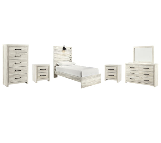 Cambeck Twin Panel Bed with Mirrored Dresser, Chest and 2 Nightstands Milwaukee Furniture of Chicago - Furniture Store in Chicago Serving Humbolt Park, Roscoe Village, Avondale, & Homan Square