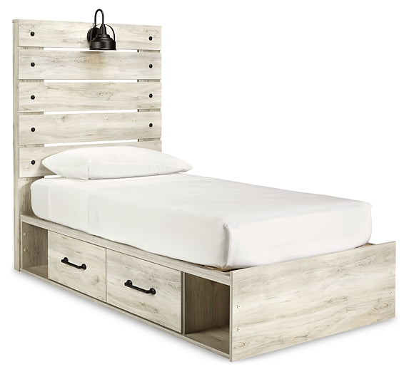 Cambeck Twin Panel Bed with 4 Storage Drawers with Mirrored Dresser, Chest and Nightstand Milwaukee Furniture of Chicago - Furniture Store in Chicago Serving Humbolt Park, Roscoe Village, Avondale, & Homan Square