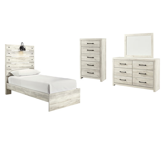 Cambeck Twin Panel Bed with Mirrored Dresser and Chest Milwaukee Furniture of Chicago - Furniture Store in Chicago Serving Humbolt Park, Roscoe Village, Avondale, & Homan Square