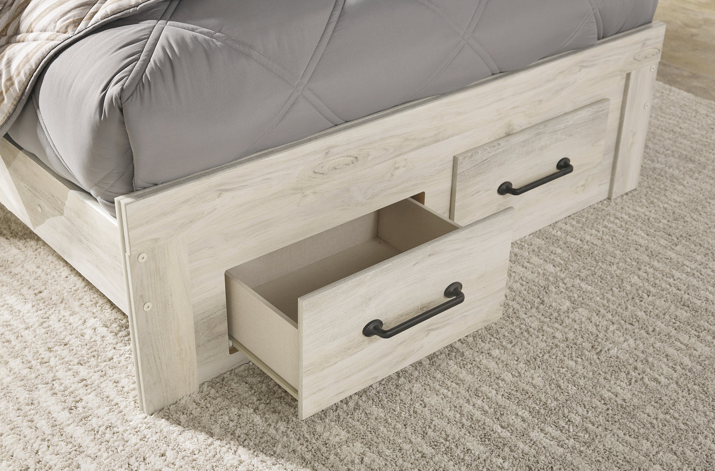 Cambeck Queen Panel Bed with 2 Storage Drawers with Mirrored Dresser, Chest and 2 Nightstands Milwaukee Furniture of Chicago - Furniture Store in Chicago Serving Humbolt Park, Roscoe Village, Avondale, & Homan Square