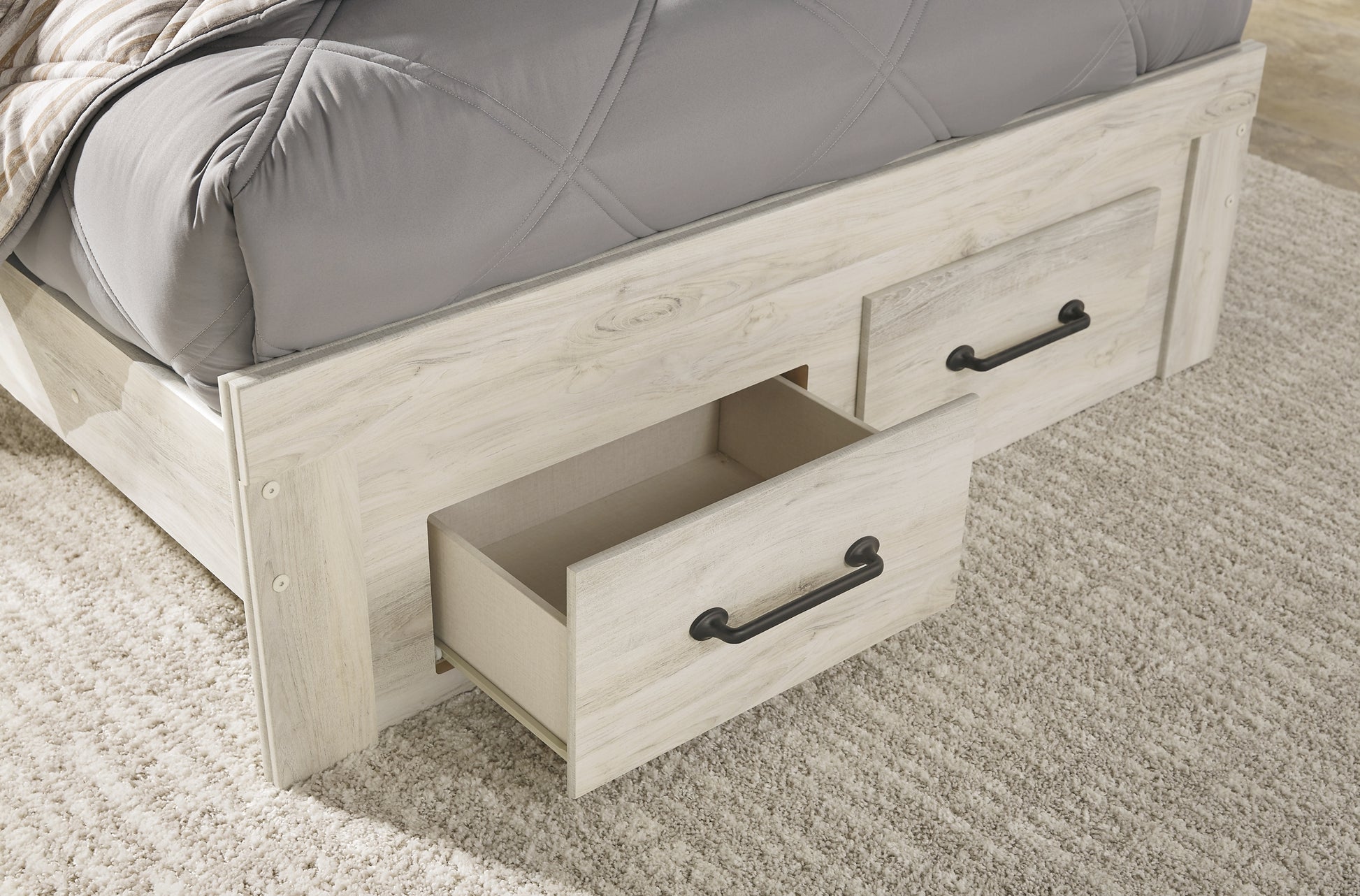 Cambeck Queen Panel Bed with 2 Storage Drawers with Mirrored Dresser, Chest and 2 Nightstands Milwaukee Furniture of Chicago - Furniture Store in Chicago Serving Humbolt Park, Roscoe Village, Avondale, & Homan Square