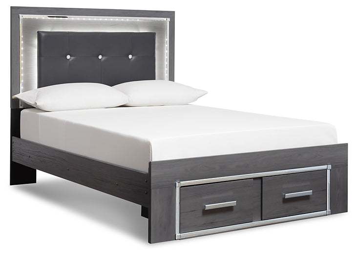 Lodanna Full Panel Bed with 2 Storage Drawers with Mirrored Dresser and Chest Milwaukee Furniture of Chicago - Furniture Store in Chicago Serving Humbolt Park, Roscoe Village, Avondale, & Homan Square