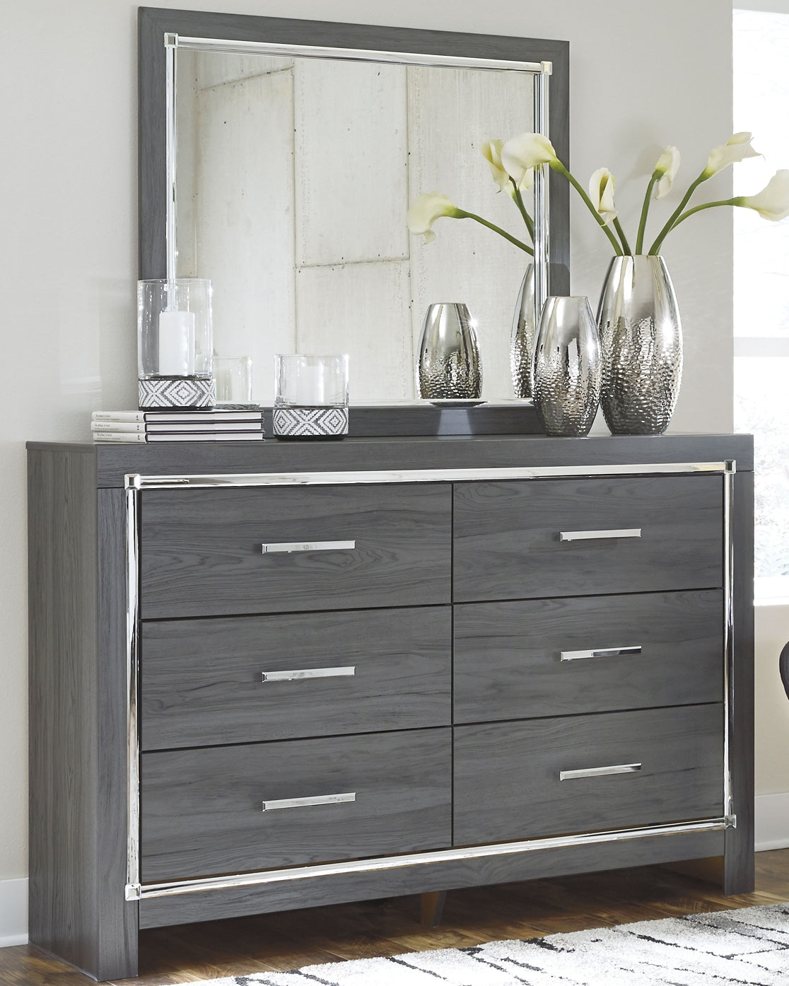 Lodanna Full Panel Bed with 2 Storage Drawers with Mirrored Dresser and Chest Milwaukee Furniture of Chicago - Furniture Store in Chicago Serving Humbolt Park, Roscoe Village, Avondale, & Homan Square