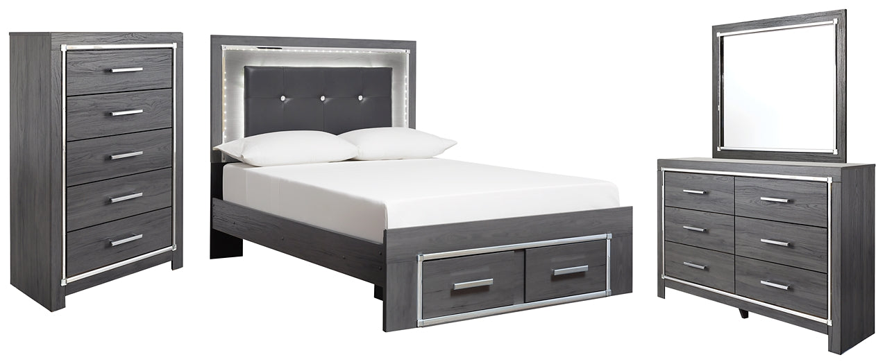 Lodanna Full Panel Bed with 2 Storage Drawers with Mirrored Dresser and Chest Milwaukee Furniture of Chicago - Furniture Store in Chicago Serving Humbolt Park, Roscoe Village, Avondale, & Homan Square