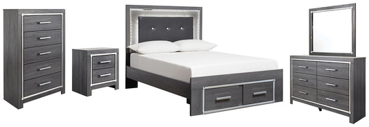 Lodanna Full Panel Bed with 2 Storage Drawers with Mirrored Dresser, Chest and Nightstand Milwaukee Furniture of Chicago - Furniture Store in Chicago Serving Humbolt Park, Roscoe Village, Avondale, & Homan Square