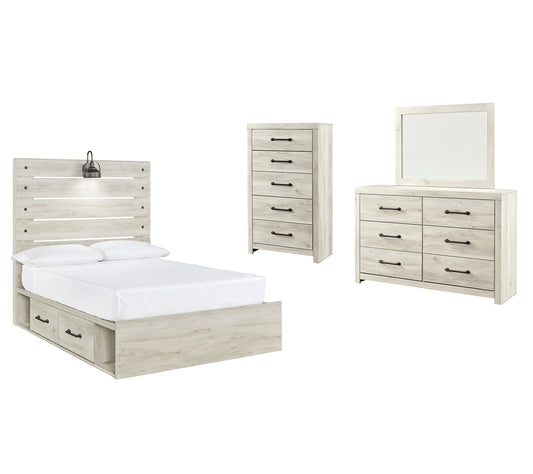 Cambeck Queen Panel Bed with 2 Storage Drawers with Mirrored Dresser and Chest Milwaukee Furniture of Chicago - Furniture Store in Chicago Serving Humbolt Park, Roscoe Village, Avondale, & Homan Square