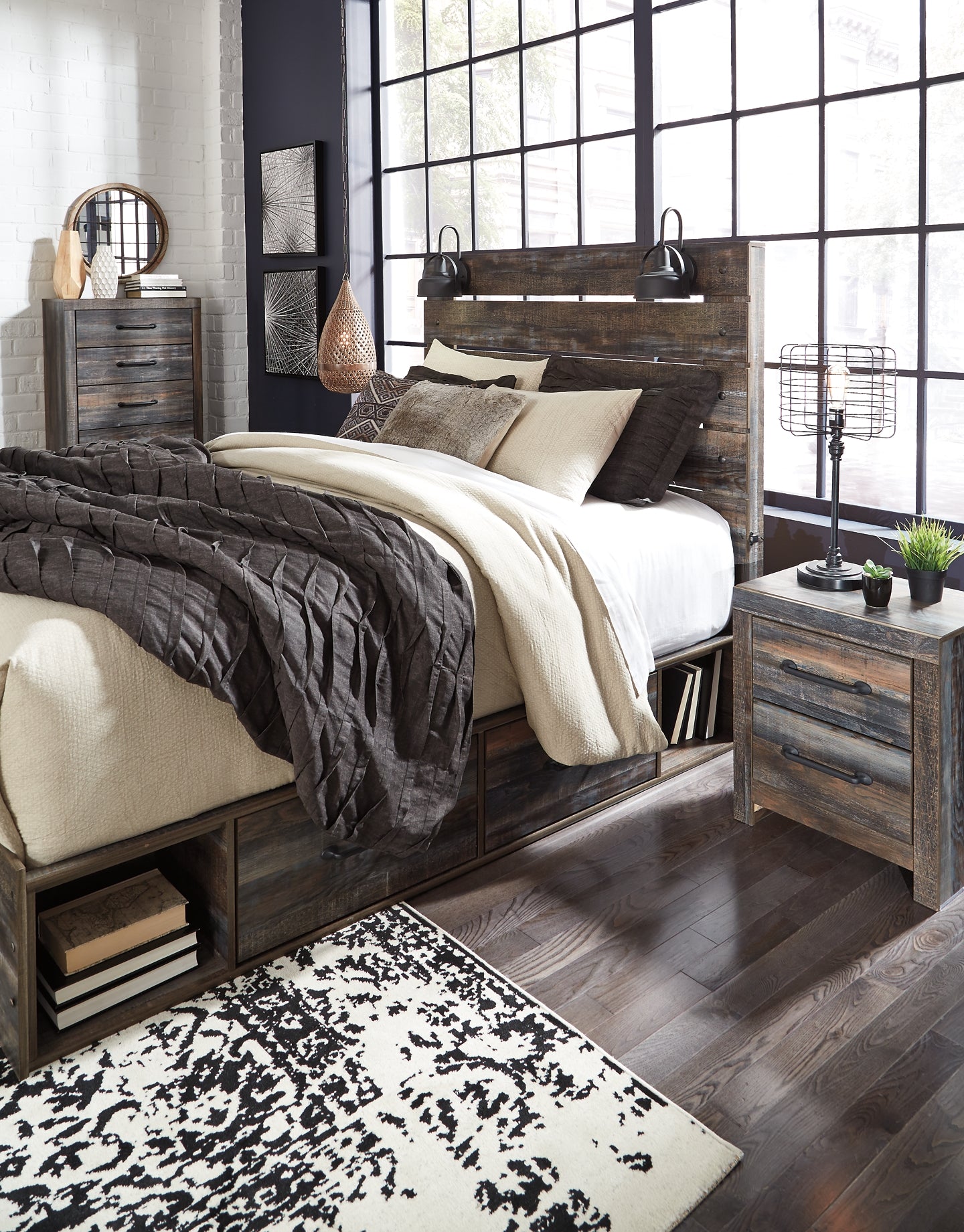 Drystan Queen Panel Bed with 4 Storage Drawers with Dresser Milwaukee Furniture of Chicago - Furniture Store in Chicago Serving Humbolt Park, Roscoe Village, Avondale, & Homan Square