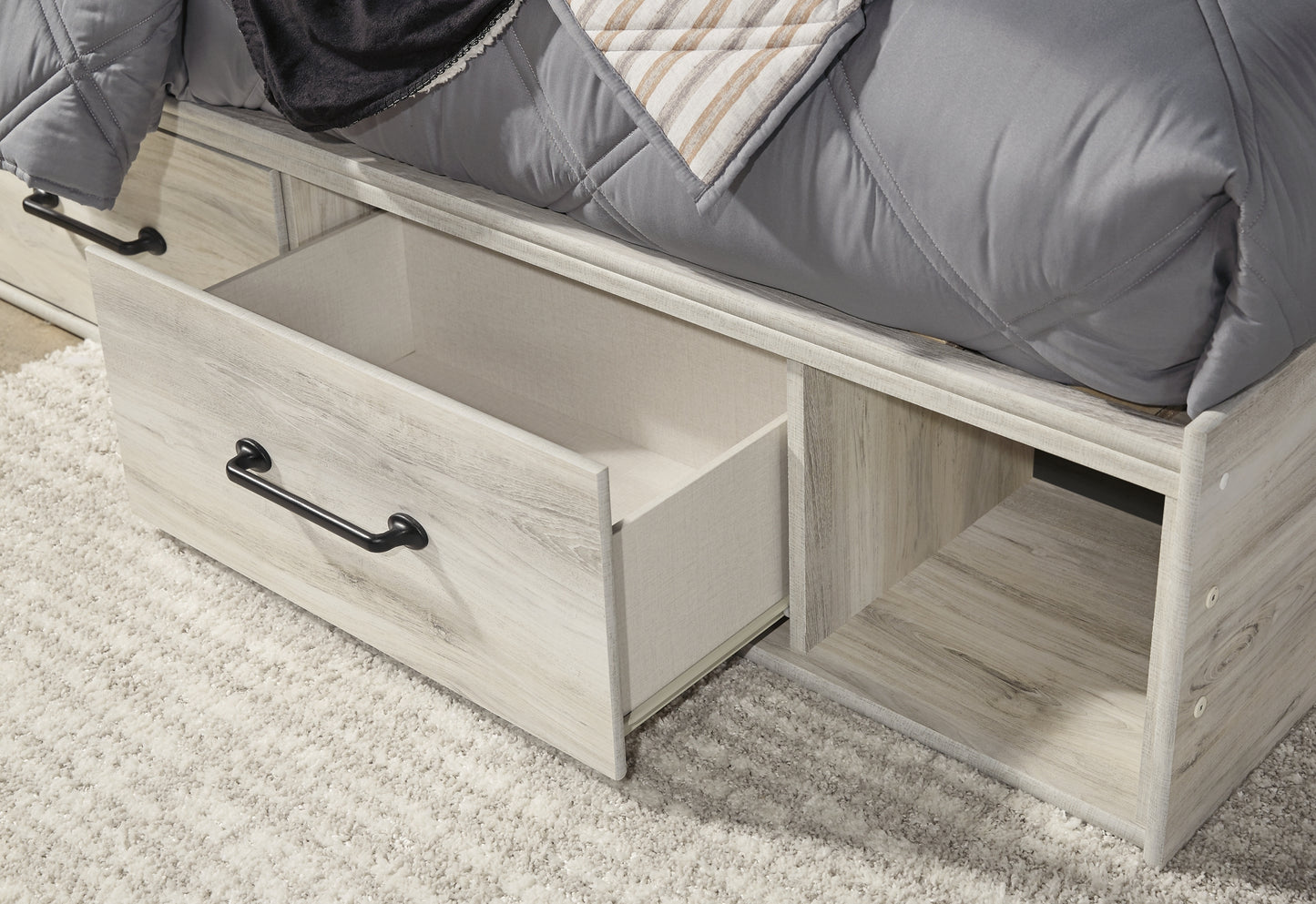 Cambeck Twin Panel Bed with 4 Storage Drawers with Mirrored Dresser, Chest and 2 Nightstands Milwaukee Furniture of Chicago - Furniture Store in Chicago Serving Humbolt Park, Roscoe Village, Avondale, & Homan Square