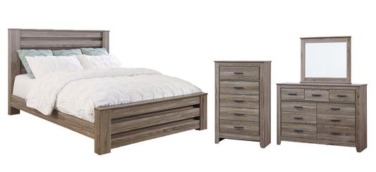 Zelen King Panel Bed with Mirrored Dresser, Chest and Nightstand Milwaukee Furniture of Chicago - Furniture Store in Chicago Serving Humbolt Park, Roscoe Village, Avondale, & Homan Square