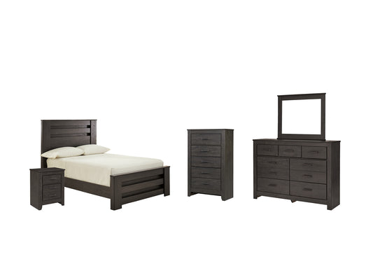 Brinxton Full Panel Bed with Mirrored Dresser, Chest and Nightstand Milwaukee Furniture of Chicago - Furniture Store in Chicago Serving Humbolt Park, Roscoe Village, Avondale, & Homan Square