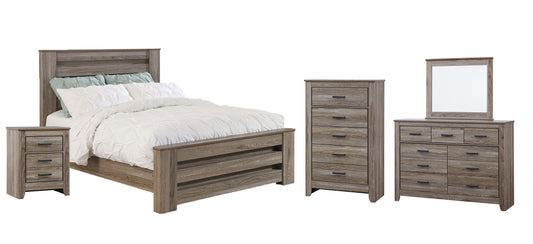 Zelen Queen Panel Bed with Mirrored Dresser, Chest and Nightstand Milwaukee Furniture of Chicago - Furniture Store in Chicago Serving Humbolt Park, Roscoe Village, Avondale, & Homan Square