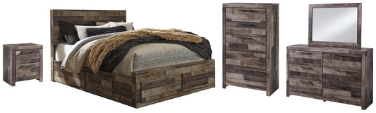 Derekson Queen Panel Bed with 6 Storage Drawers with Mirrored Dresser, Chest and Nightstand Milwaukee Furniture of Chicago - Furniture Store in Chicago Serving Humbolt Park, Roscoe Village, Avondale, & Homan Square