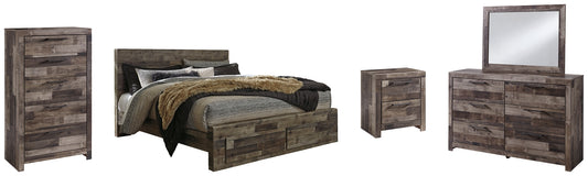 Derekson King Panel Bed with 2 Storage Drawers with Mirrored Dresser, Chest and Nightstand Milwaukee Furniture of Chicago - Furniture Store in Chicago Serving Humbolt Park, Roscoe Village, Avondale, & Homan Square