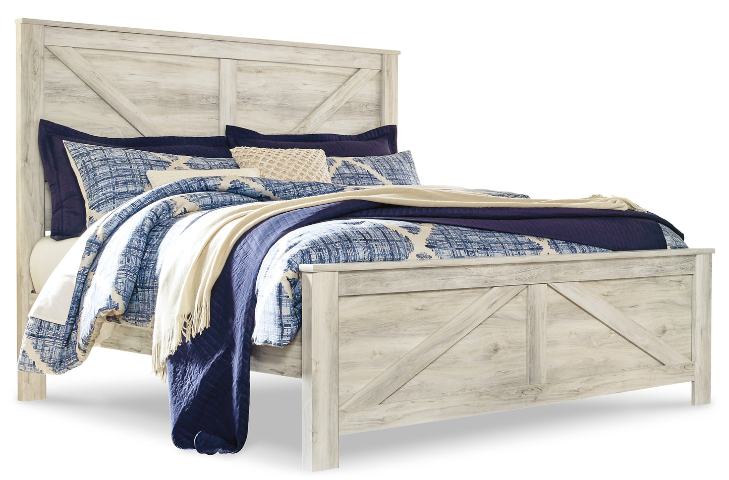 Bellaby Queen Crossbuck Panel Bed with Mirrored Dresser, Chest and 2 Nightstands Milwaukee Furniture of Chicago - Furniture Store in Chicago Serving Humbolt Park, Roscoe Village, Avondale, & Homan Square