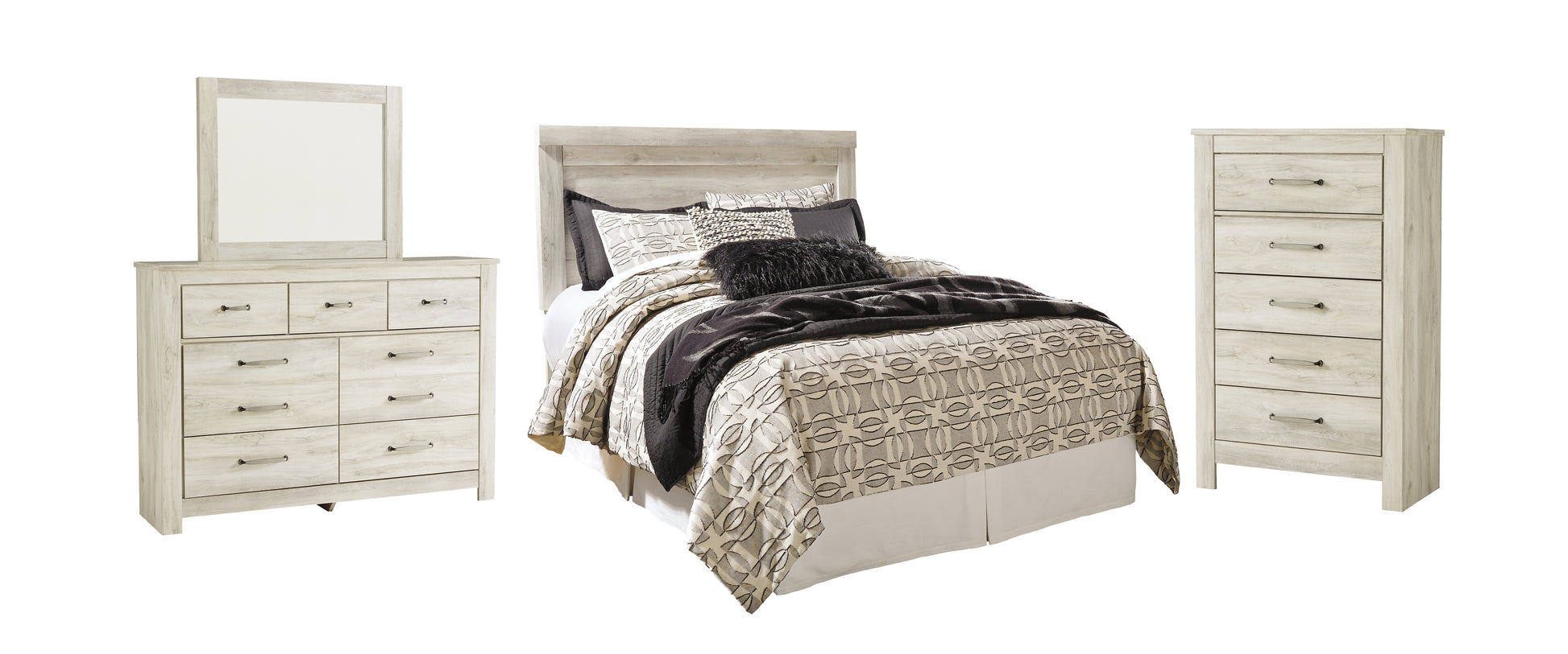 Bellaby Queen Panel Headboard with Mirrored Dresser and Chest Milwaukee Furniture of Chicago - Furniture Store in Chicago Serving Humbolt Park, Roscoe Village, Avondale, & Homan Square