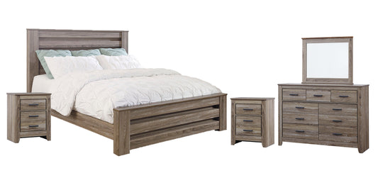 Zelen King Panel Bed with Mirrored Dresser and 2 Nightstands Milwaukee Furniture of Chicago - Furniture Store in Chicago Serving Humbolt Park, Roscoe Village, Avondale, & Homan Square