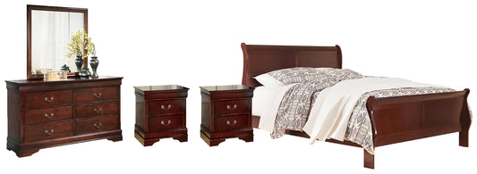 Alisdair California King Sleigh Bed with Mirrored Dresser and 2 Nightstands Milwaukee Furniture of Chicago - Furniture Store in Chicago Serving Humbolt Park, Roscoe Village, Avondale, & Homan Square