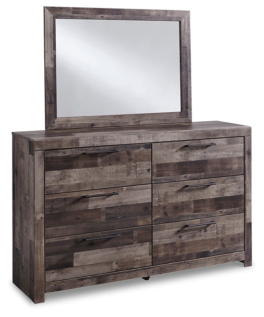 Derekson Twin Panel Headboard with Mirrored Dresser and 2 Nightstands Milwaukee Furniture of Chicago - Furniture Store in Chicago Serving Humbolt Park, Roscoe Village, Avondale, & Homan Square