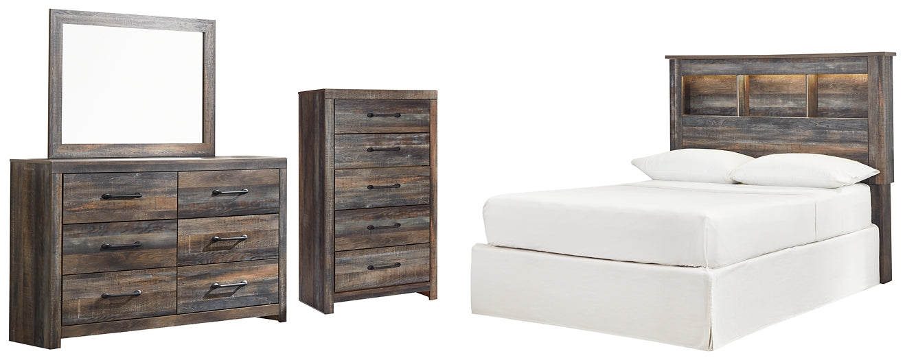 Drystan Full Bookcase Headboard with Mirrored Dresser and Chest Milwaukee Furniture of Chicago - Furniture Store in Chicago Serving Humbolt Park, Roscoe Village, Avondale, & Homan Square