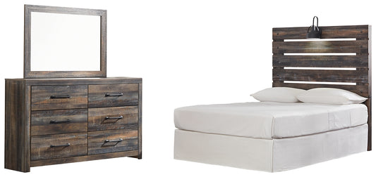 Drystan Full Panel Headboard with Mirrored Dresser Milwaukee Furniture of Chicago - Furniture Store in Chicago Serving Humbolt Park, Roscoe Village, Avondale, & Homan Square