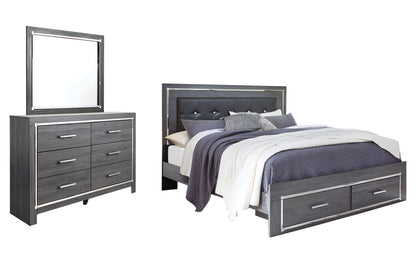 Lodanna Queen Panel Bed with 2 Storage Drawers with Mirrored Dresser Milwaukee Furniture of Chicago - Furniture Store in Chicago Serving Humbolt Park, Roscoe Village, Avondale, & Homan Square