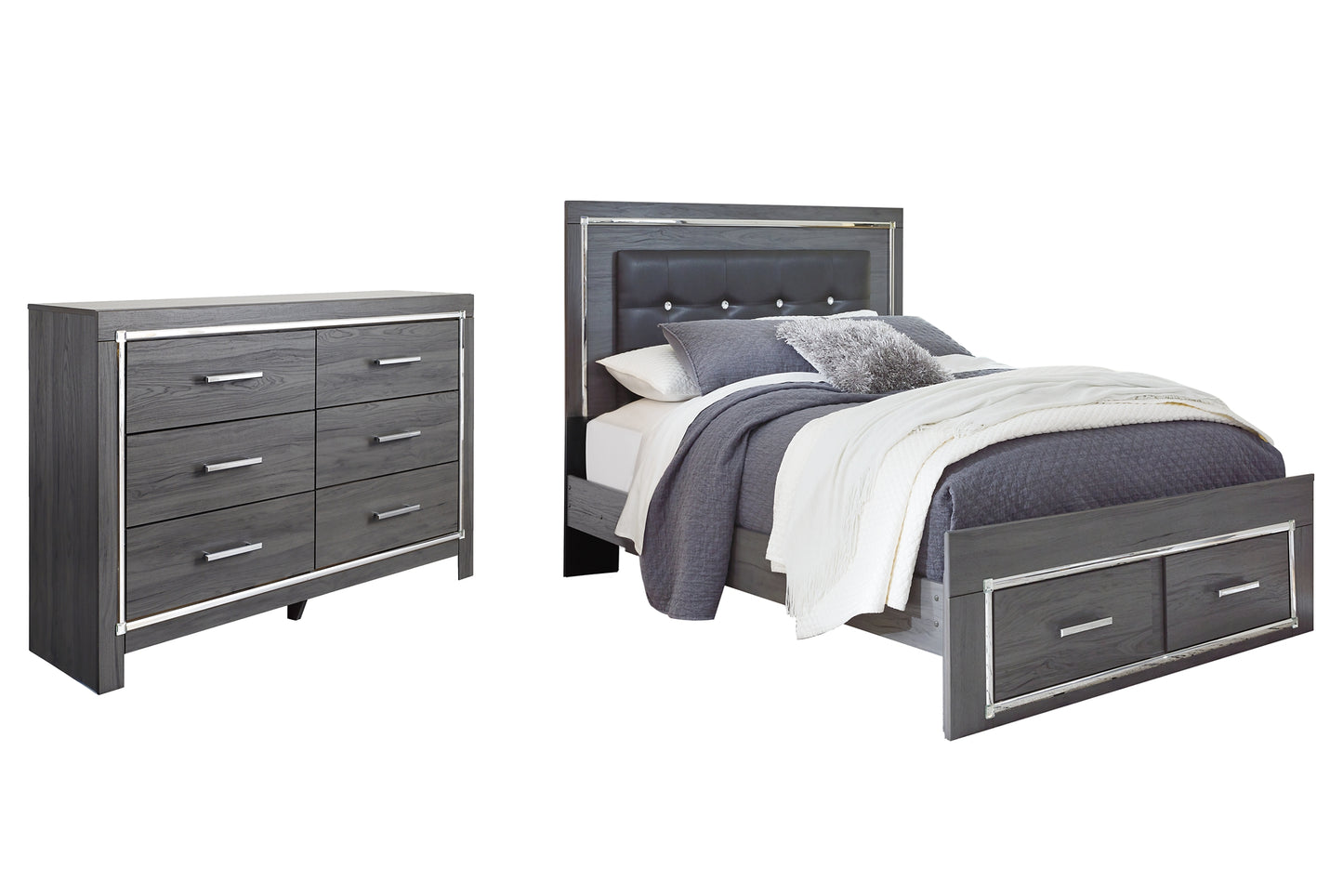 Lodanna Queen Panel Bed with 2 Storage Drawers with Dresser Milwaukee Furniture of Chicago - Furniture Store in Chicago Serving Humbolt Park, Roscoe Village, Avondale, & Homan Square