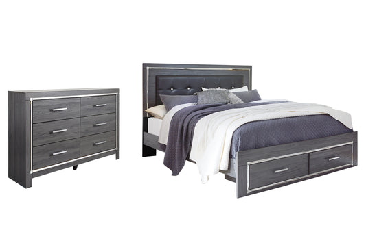 Lodanna King Panel Bed with 2 Storage Drawers with Dresser Milwaukee Furniture of Chicago - Furniture Store in Chicago Serving Humbolt Park, Roscoe Village, Avondale, & Homan Square