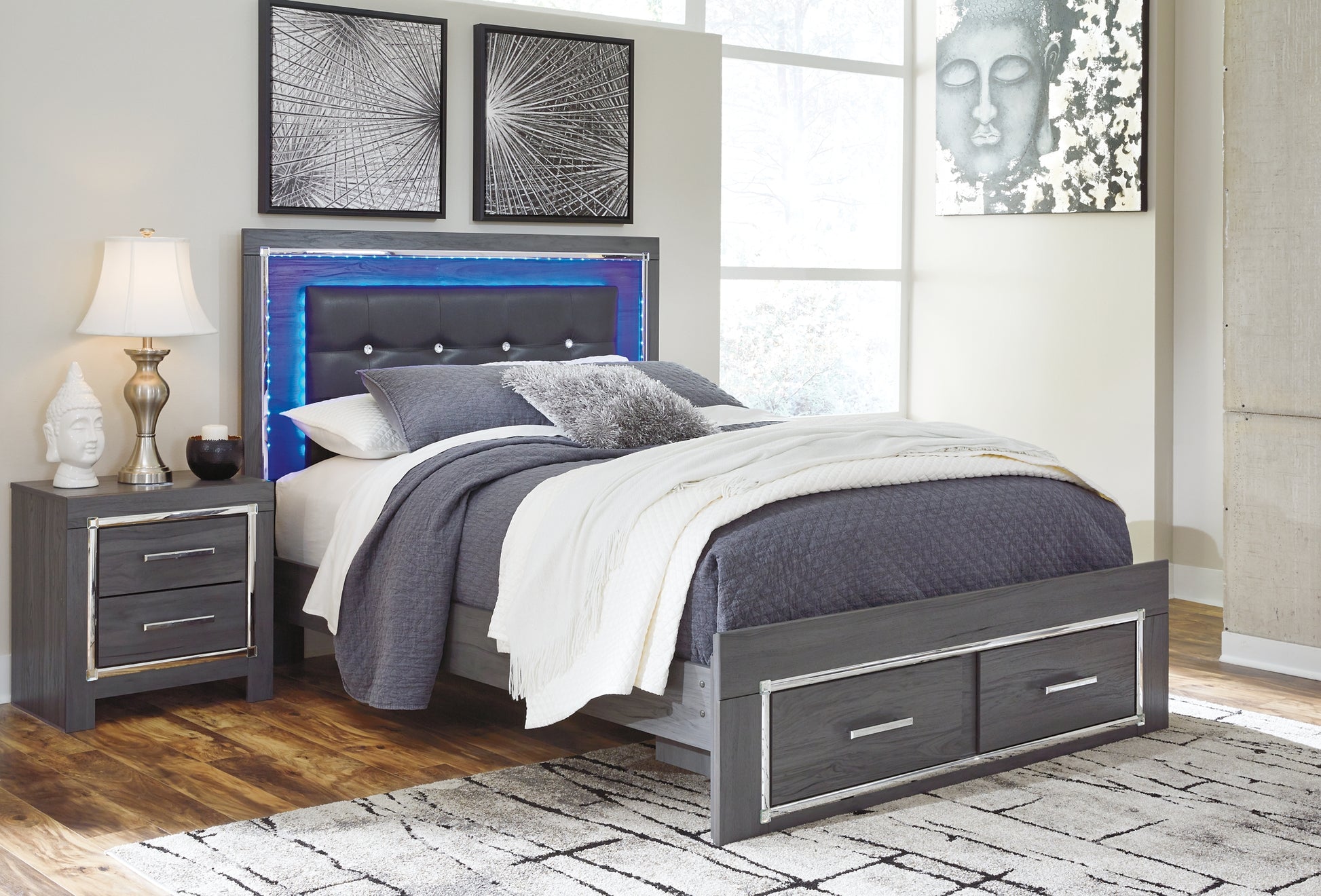 Lodanna Queen Panel Bed with 2 Storage Drawers with Dresser Milwaukee Furniture of Chicago - Furniture Store in Chicago Serving Humbolt Park, Roscoe Village, Avondale, & Homan Square