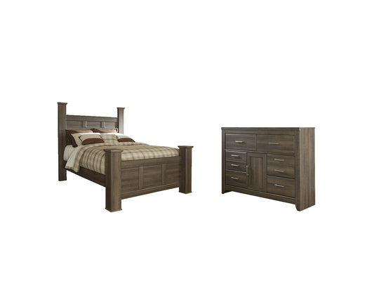 Juararo Queen Poster Bed with Dresser Milwaukee Furniture of Chicago - Furniture Store in Chicago Serving Humbolt Park, Roscoe Village, Avondale, & Homan Square