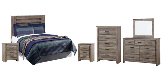 Zelen Full Panel Headboard with Mirrored Dresser, Chest and 2 Nightstands Milwaukee Furniture of Chicago - Furniture Store in Chicago Serving Humbolt Park, Roscoe Village, Avondale, & Homan Square