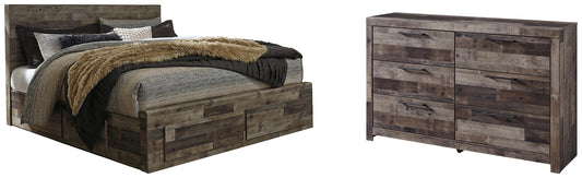 Derekson King Panel Bed with 4 Storage Drawers with Dresser Milwaukee Furniture of Chicago - Furniture Store in Chicago Serving Humbolt Park, Roscoe Village, Avondale, & Homan Square