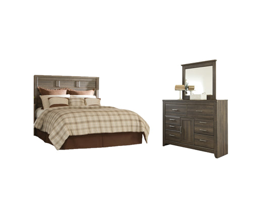 Juararo Queen Panel Headboard with Mirrored Dresser Milwaukee Furniture of Chicago - Furniture Store in Chicago Serving Humbolt Park, Roscoe Village, Avondale, & Homan Square