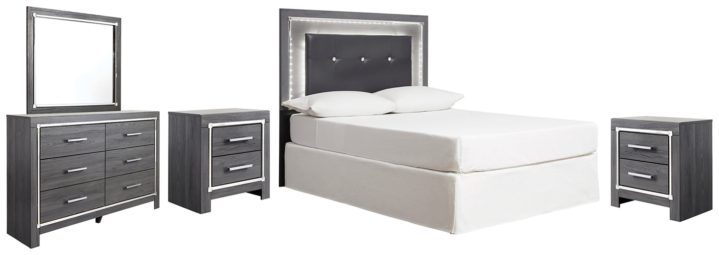 Lodanna Full Upholstered Panel Headboard with Mirrored Dresser and 2 Nightstands Milwaukee Furniture of Chicago - Furniture Store in Chicago Serving Humbolt Park, Roscoe Village, Avondale, & Homan Square