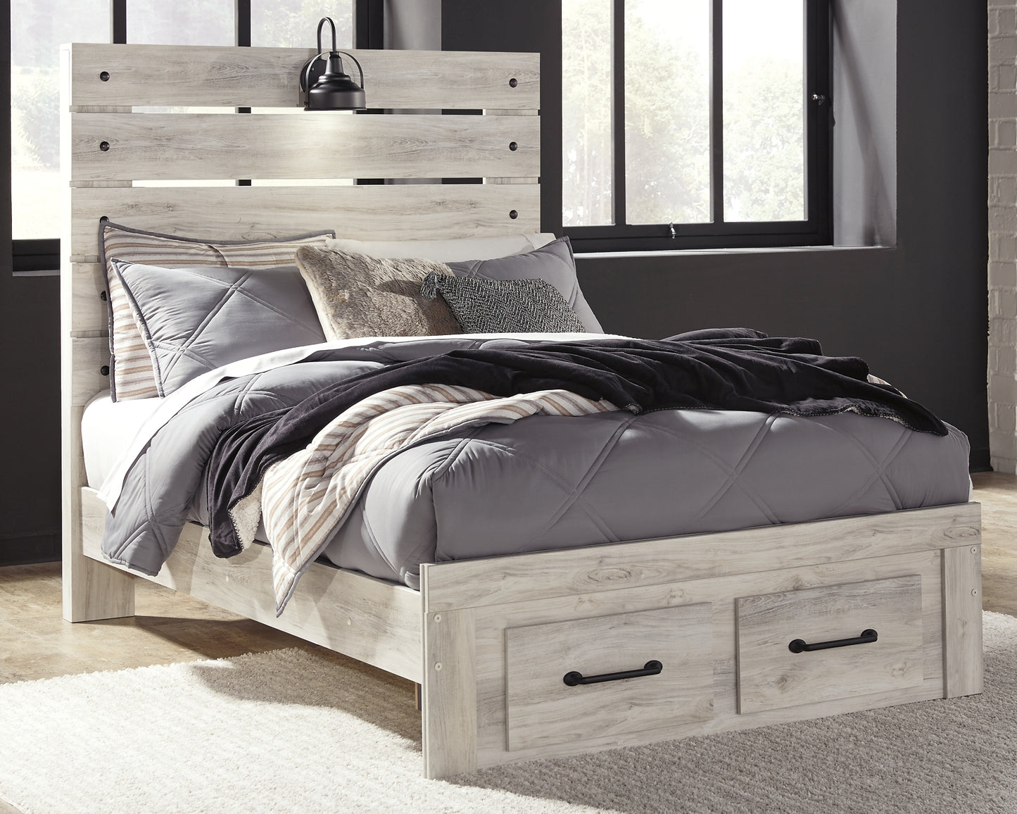 Cambeck Queen Panel Bed with Mirrored Dresser and 2 Nightstands Milwaukee Furniture of Chicago - Furniture Store in Chicago Serving Humbolt Park, Roscoe Village, Avondale, & Homan Square