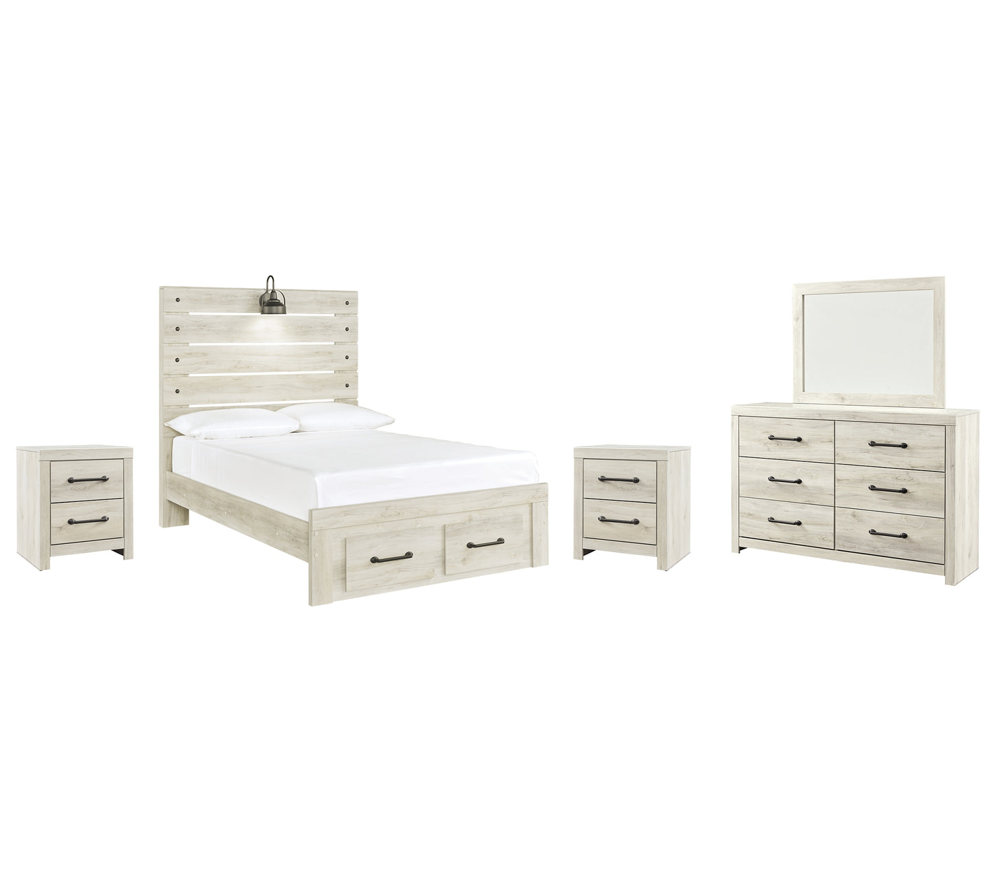 Cambeck Queen Panel Bed with Mirrored Dresser and 2 Nightstands Milwaukee Furniture of Chicago - Furniture Store in Chicago Serving Humbolt Park, Roscoe Village, Avondale, & Homan Square