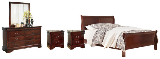 Alisdair Queen Sleigh Bed with Mirrored Dresser and 2 Nightstands Milwaukee Furniture of Chicago - Furniture Store in Chicago Serving Humbolt Park, Roscoe Village, Avondale, & Homan Square