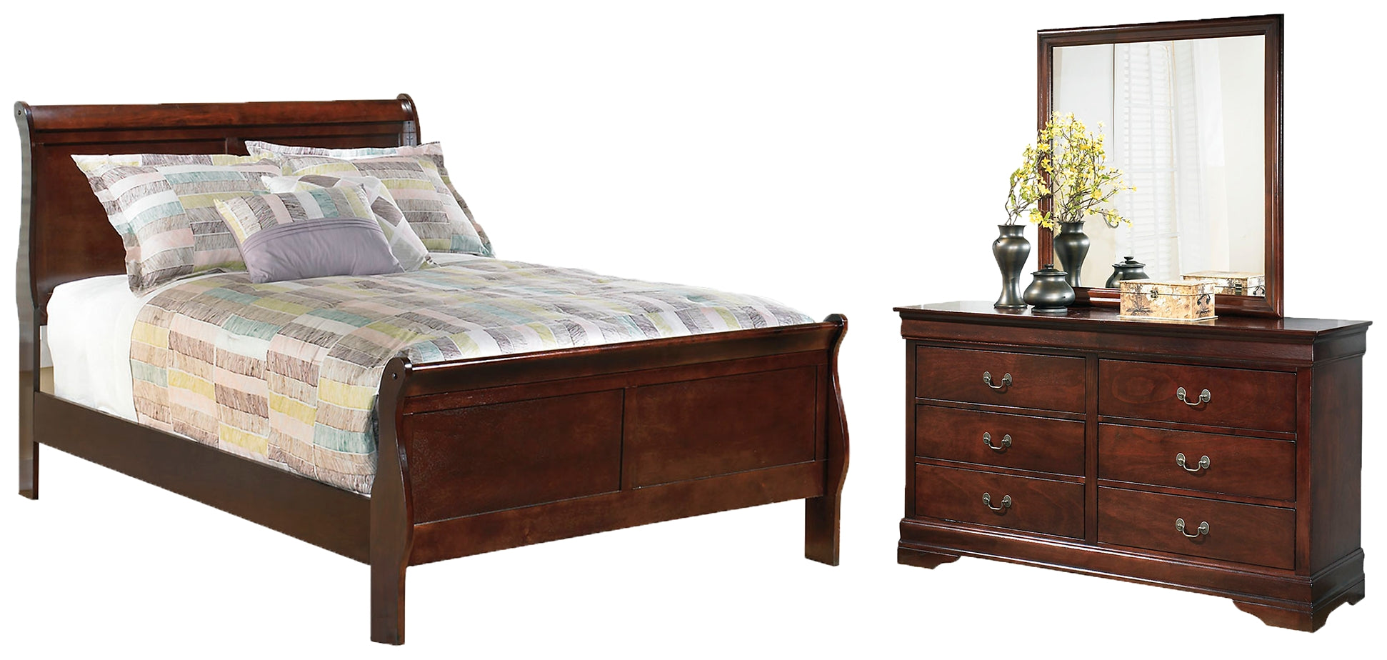 Alisdair Queen Sleigh Bed with Mirrored Dresser Milwaukee Furniture of Chicago - Furniture Store in Chicago Serving Humbolt Park, Roscoe Village, Avondale, & Homan Square