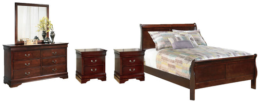 Alisdair Full Sleigh Bed with Mirrored Dresser and 2 Nightstands Milwaukee Furniture of Chicago - Furniture Store in Chicago Serving Humbolt Park, Roscoe Village, Avondale, & Homan Square