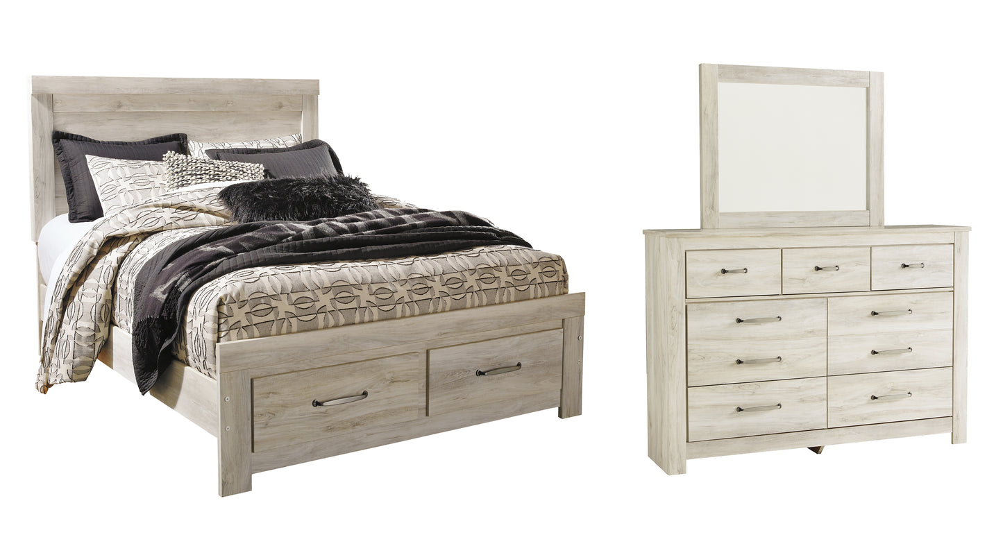 Bellaby Queen Platform Bed with 2 Storage Drawers with Mirrored Dresser Milwaukee Furniture of Chicago - Furniture Store in Chicago Serving Humbolt Park, Roscoe Village, Avondale, & Homan Square